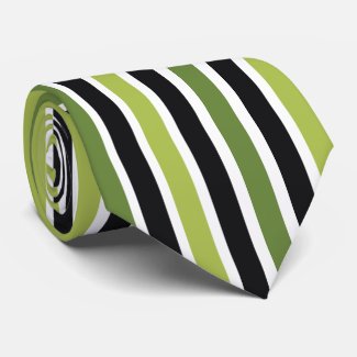 Green Black Stripes Neck Tie