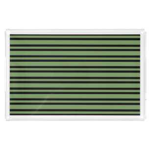 Green Black Stripes Pattern Acrylic Tray