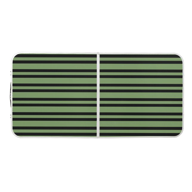 Green Black Stripes Pattern Beer Pong Table (Top)