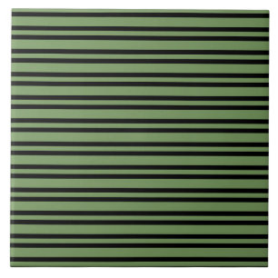 Green Black Stripes Pattern Ceramic Tile