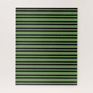 Green Black Stripes Pattern Jigsaw Puzzle