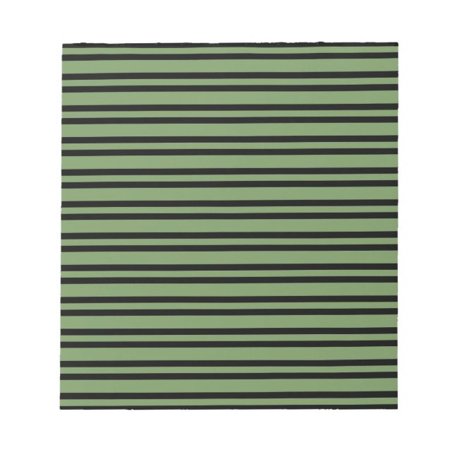 Green Black Stripes Pattern Notepad (Front)