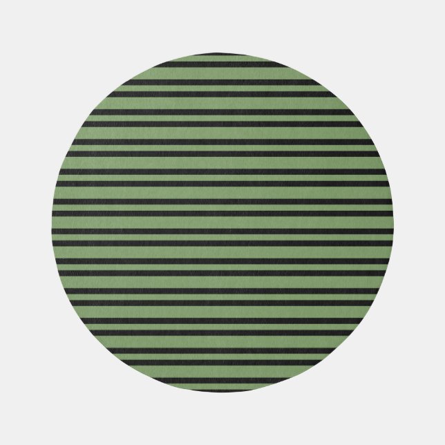 Green Black Stripes Pattern Outdoor Rug (Front)
