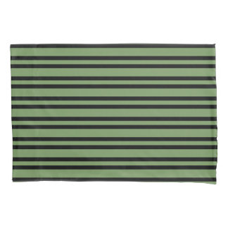 Green Black Stripes Pattern Pillow Case