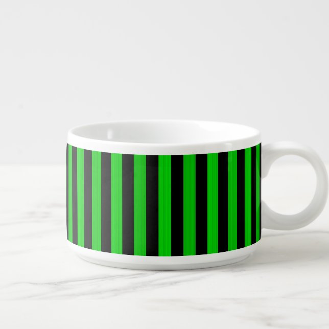 Green Black Stripes Seamless Pattern Chili Bowl (Left)