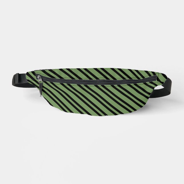 Green Black Stripes Seamless Pattern Fanny Pack (Front)