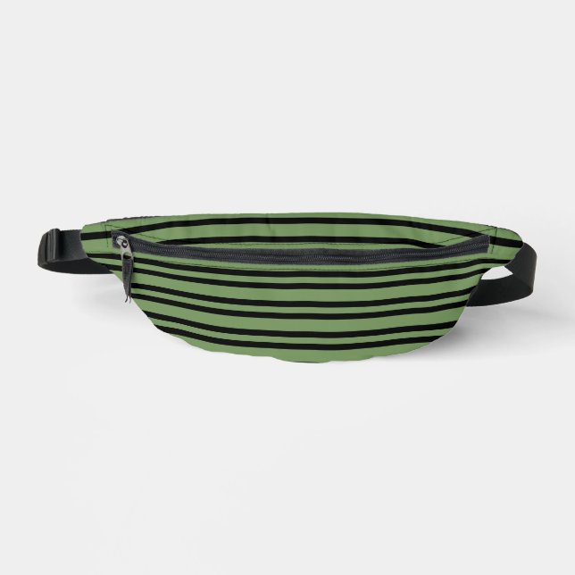 Green Black Stripes Seamless Pattern Fanny Pack (Front)
