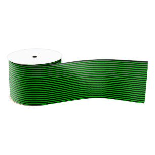 Green Black Stripes Seamless Pattern Grosgrain Ribbon