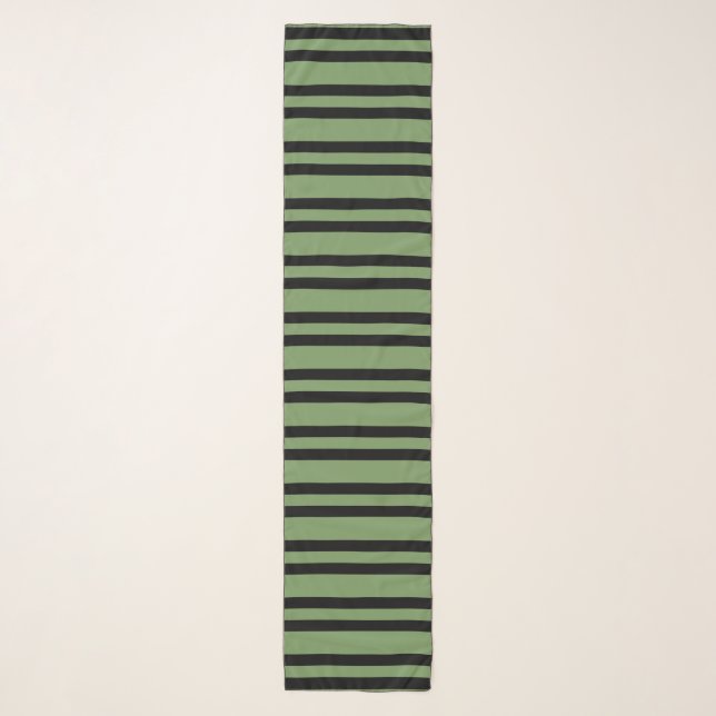 Green Black Stripes Seamless Pattern Scarf (Front)