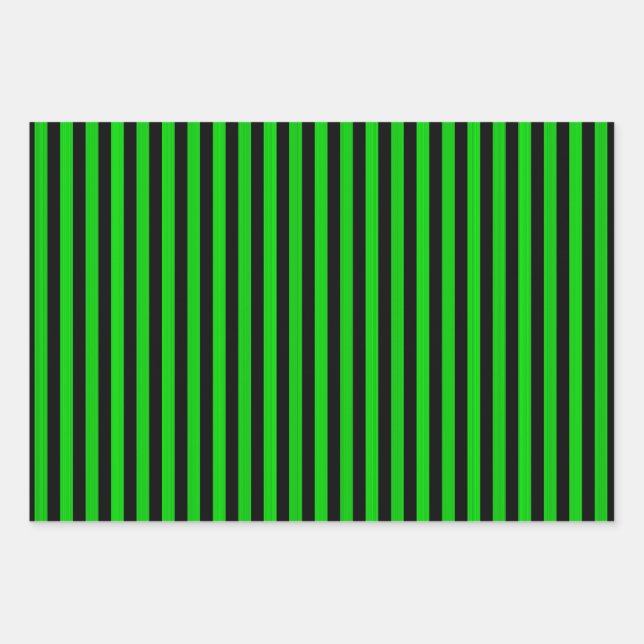 Green Black Stripes Seamless Pattern Wrapping Paper Sheets (Front)