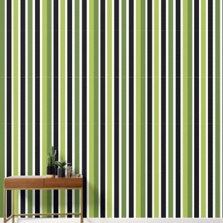 Green Black Stripes Wallpaper