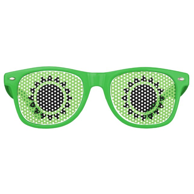Green | Black Sunflower Adult Retro Party Retro Sunglasses (Front)