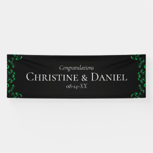 Green & Black Swirl Gothic Wedding Banner