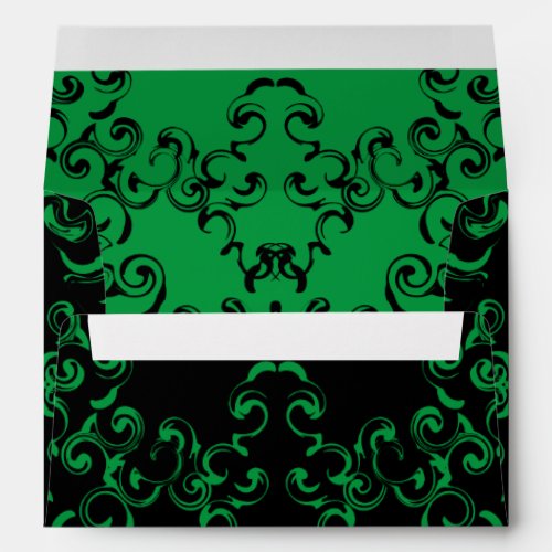 Green  Black Swirl Gothic Wedding Envelope