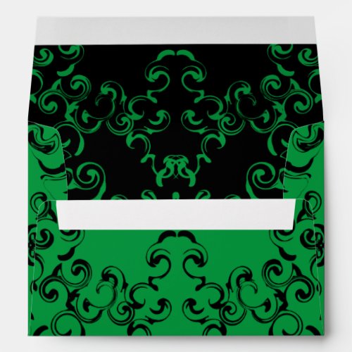 Green  Black Swirl Gothic Wedding Envelope