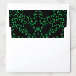 Green & Black Swirl Gothic Wedding Envelope Liner