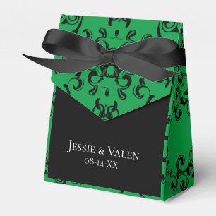 Green & Black Swirl Gothic Wedding Favor Boxes