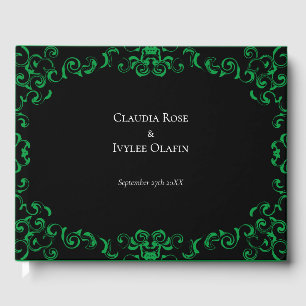 Green & Black Swirl Gothic Wedding Guest Book