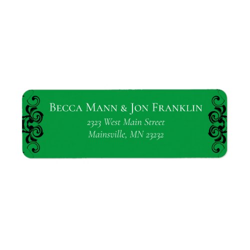 Green  Black Swirl Gothic Wedding Label