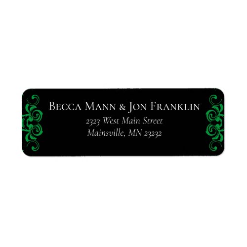 Green  Black Swirl Gothic Wedding Label