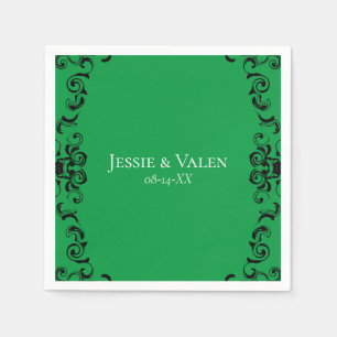 Green & Black Swirl Gothic Wedding Napkins