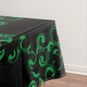 Green Black Swirl Gothic Wedding Tablecloth
