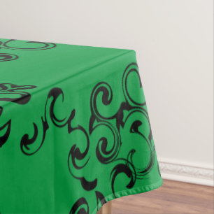 Green & Black Swirl Gothic Wedding Tablecloth