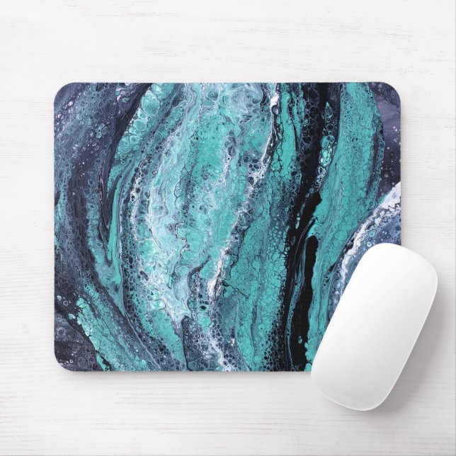 Green Black Swirl Mouse Pad (With Mouse)