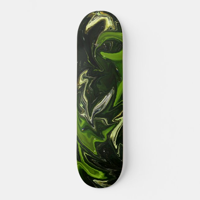 Green black swirl Skateboard Deck (Front)