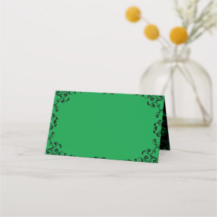 Green Black Swirl Wedding Place Card