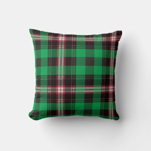 Green Black Tartan Plaid Pattern Throw Pillow