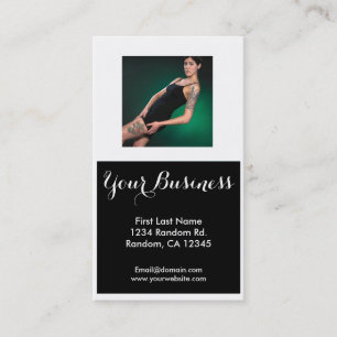 Green black tattoo model custom business cards