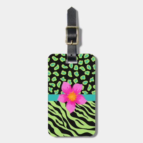 Green Black  Teal Zebra  Cheetah Pink Flower Luggage Tag