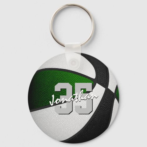 green black team colors basketball party favors keychain