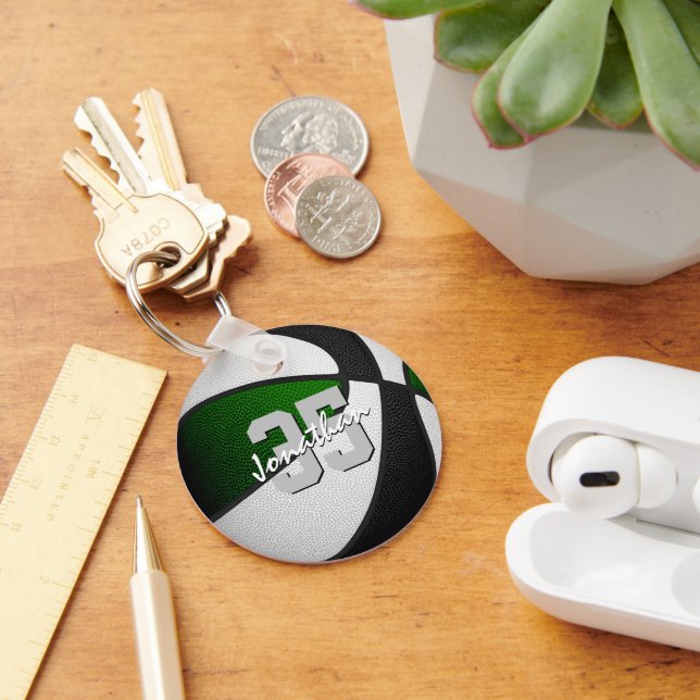 green black team colors boys girls basketball  keychain (Desk)