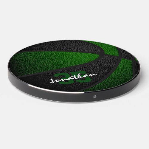 green black team colors boys girls basketball wireless charger 
