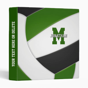 green black team colors boys girls volleyball 3 ring binder