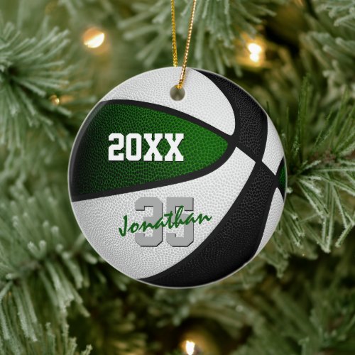 green black team colors commemorative basketball ceramic ornament