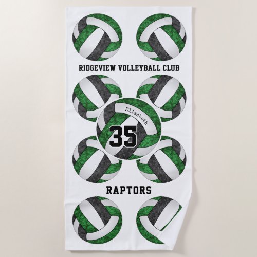 green black team colors gifts girly volleyballs  beach towel