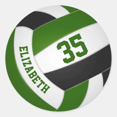 green black team colors girls boys volleyball classic round sticker