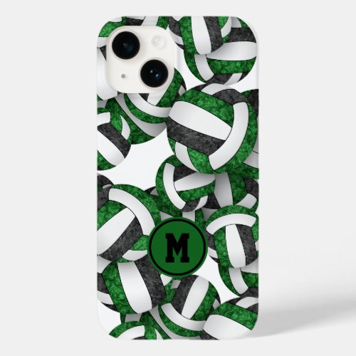 Green black team colors girly volleyballs pattern  Case_Mate iPhone 14 case