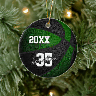 green black team colors keepsake basketball ceramic ornament