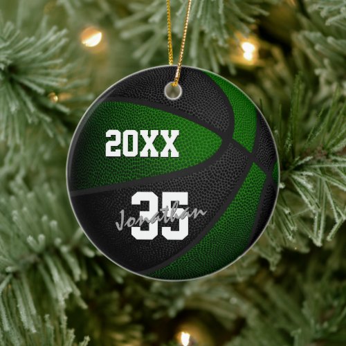green black team colors keepsake basketball ceramic ornament