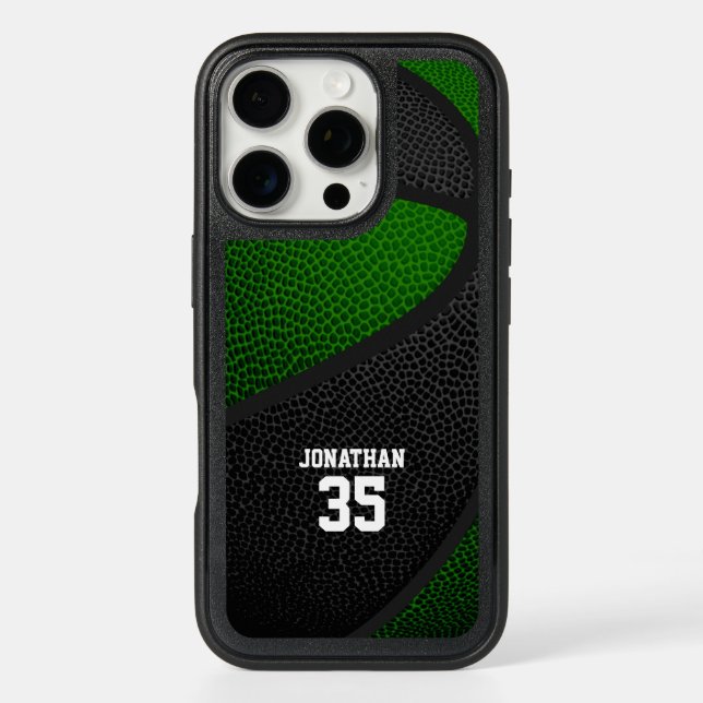 green black team colors personalized basketball otterbox iPhone case (Back)