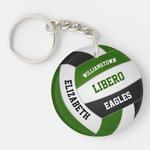 Green black team colors personalized volleyball keychain
