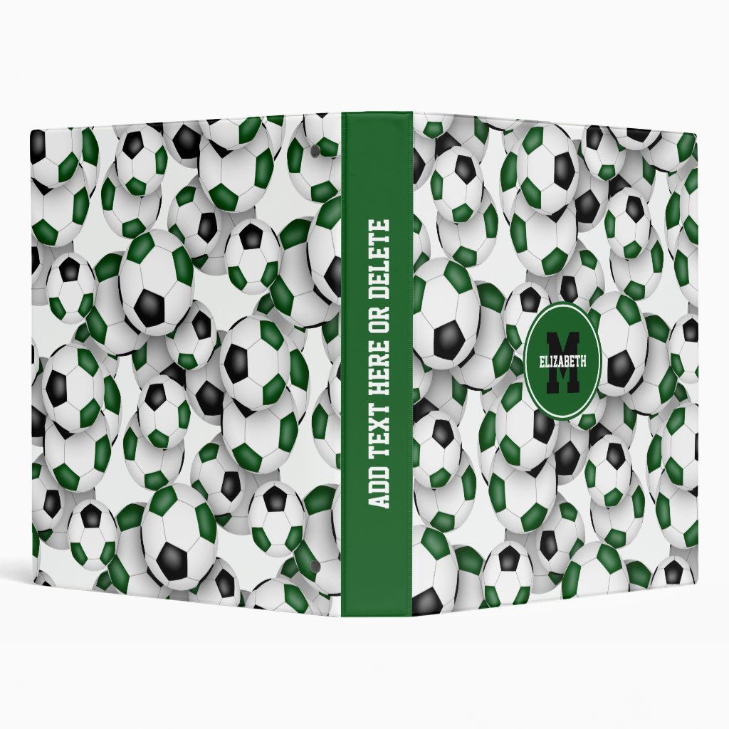 green black team colors soccer scrapbook 3 ring binder