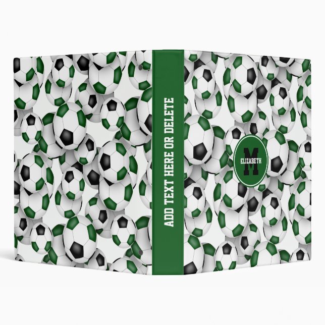 green black team colors soccer scrapbook 3 ring binder (Background)