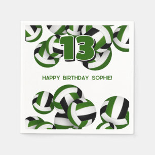 green black team colors volleyball kids sports napkins