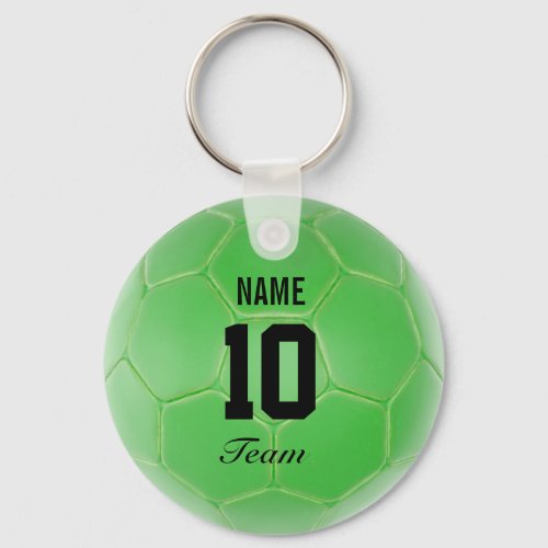 Green Black Team Soccer Ball Personalized Name Keychain