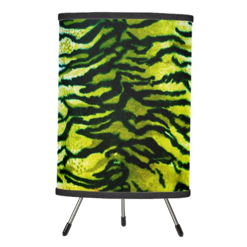 Green  Black Tiger Print Tripod Lamp